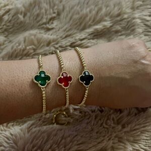 Elegant Gold and Multicolor Clover Bracelets